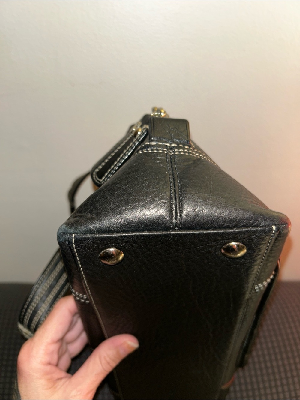 Coach Hampton Leather Satchel with Contrast Stitching- F13963 - Picture 5 of 12